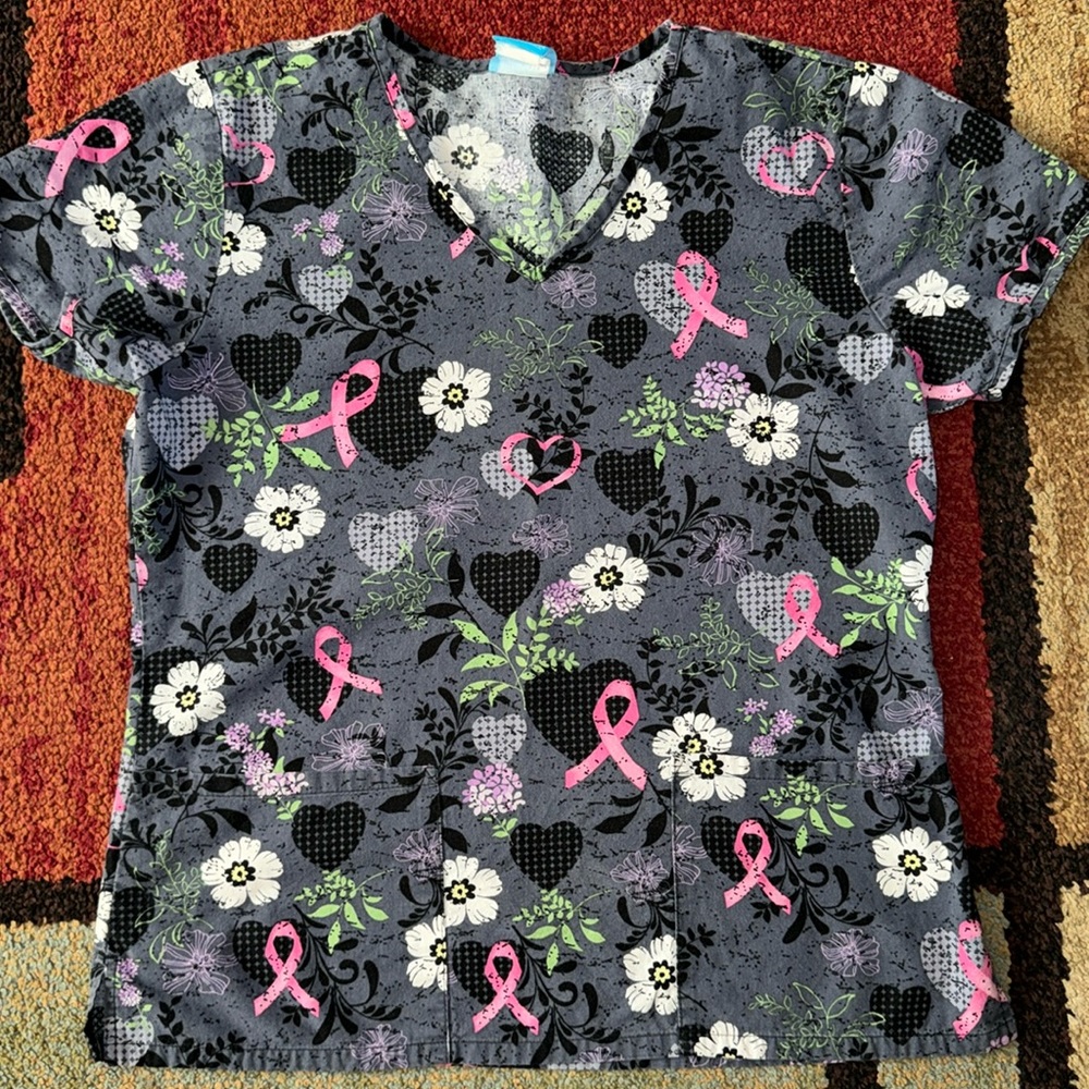 Women’s Breast Cancer Ribbon Scrub Top‎